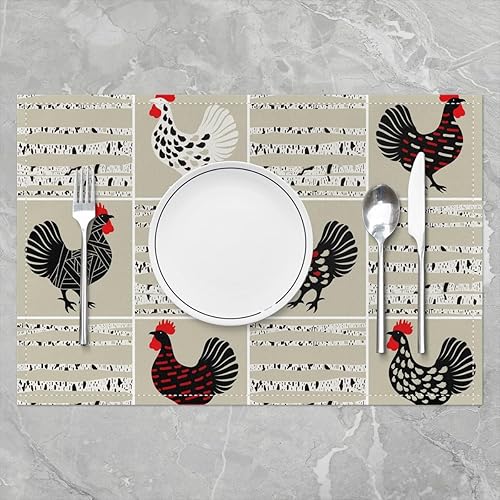 Miniatura 2 de Juego de 4 manteles individuales de granja con diseño de animales salvajes de dibujos animados para niños, adolescentes y adultos, estampado de piel