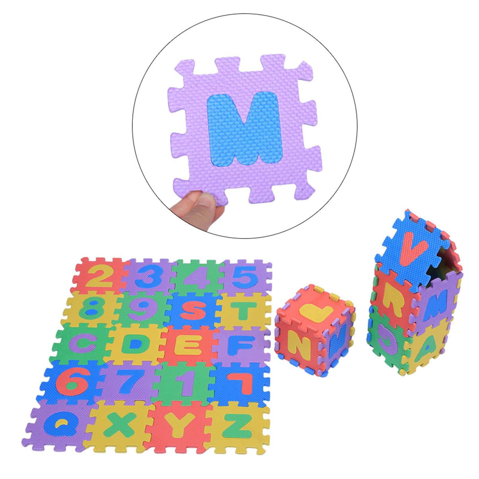 Alfombra Puzzle De 36 Piezas Con Números Y Letras | Tapete De EVA De 9x9 Cm Para Gatear Y Jugar