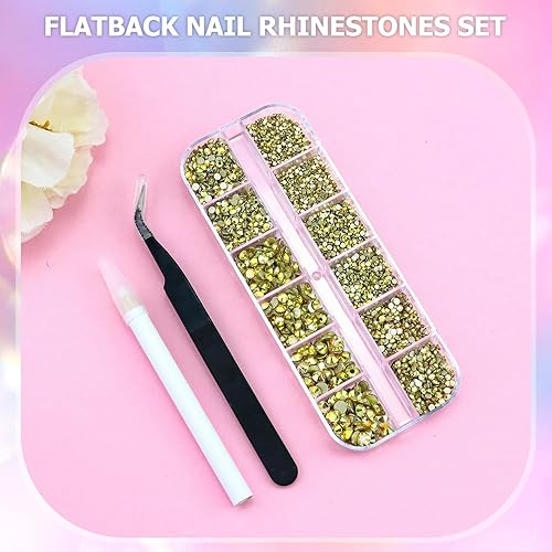 Miniatura 7 de Briskbloom Juego de 2830 diamantes de imitación para arte de uñas, 120 gemas de diamantes de imitación de cristal multiformas + 2880 diamantes de