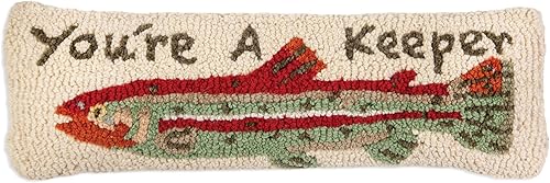 Chandler 4 Corners Almohada decorativa de lana con gancho a mano con diseño artístico You're A Keeper (8 x 24 pulgadas), almohada para sofás y