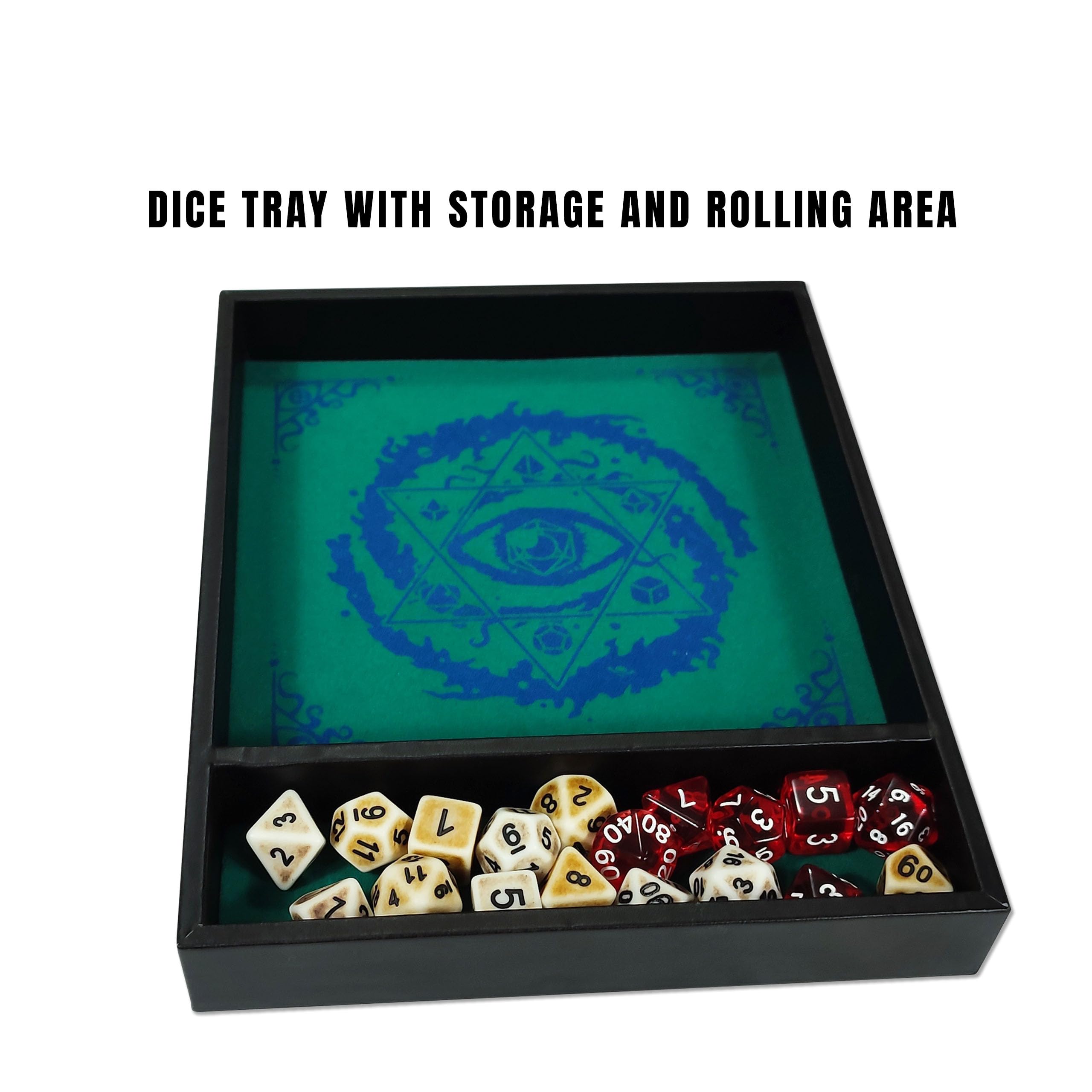 Plateau À DÉS RECTANGULAIRE 'Critical Roll', fabriqué en Cuir et Velours, Zone de Rangement, Design Exclusif et Compatible avec n'importe Quel Jeu de société et de rôle (Turquoise)