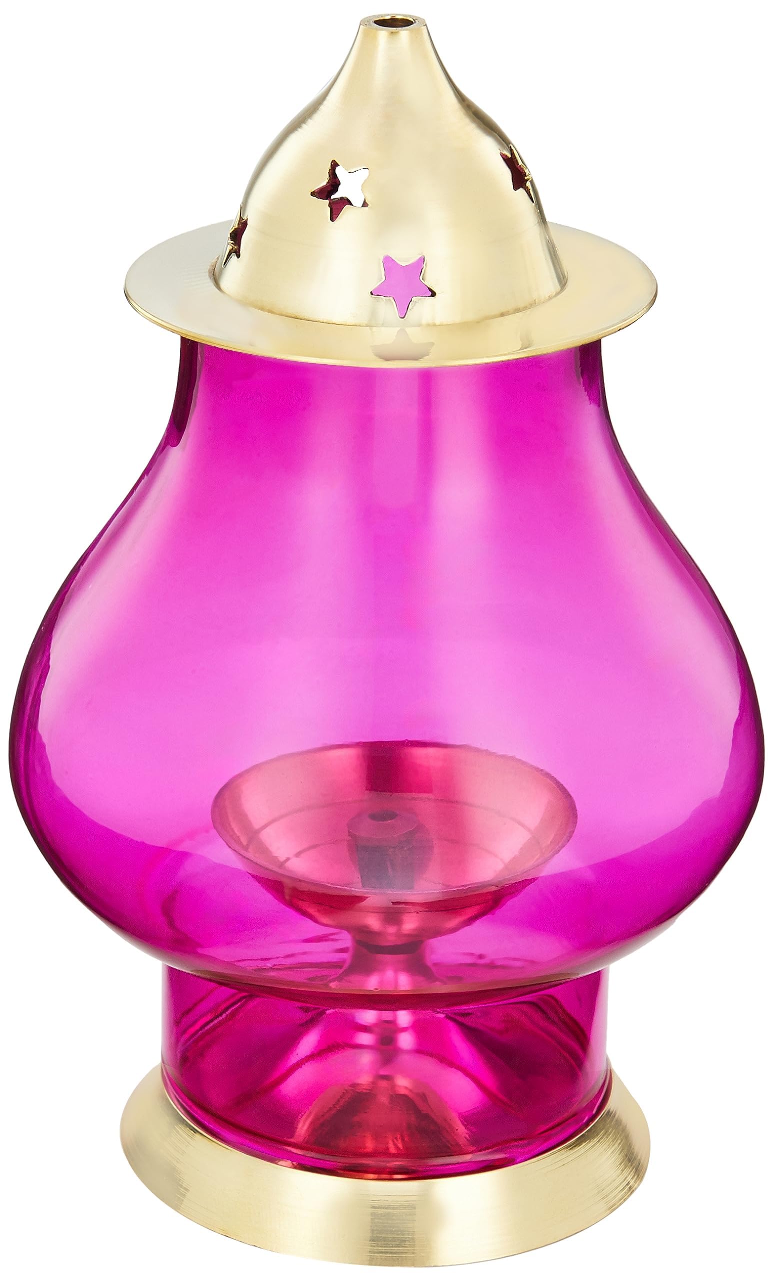 Amazon Brand - Solimo Brass Akhand Jyot with Pink Borosilicate Glass Festival Essential (B0CFY66QBP) Amazon Price History, Amazon Price Tracker