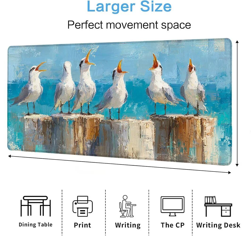 Alfombrilla Ratón XXL 1600x800x3 mm Mouse Pad Grande Gaming Aves Alfombrilla Escritorio,con Base de Goma Tapete Escritorio con Bordes Cosidos, Impermeable Antideslizante Ordenador Desk Mat zj-33