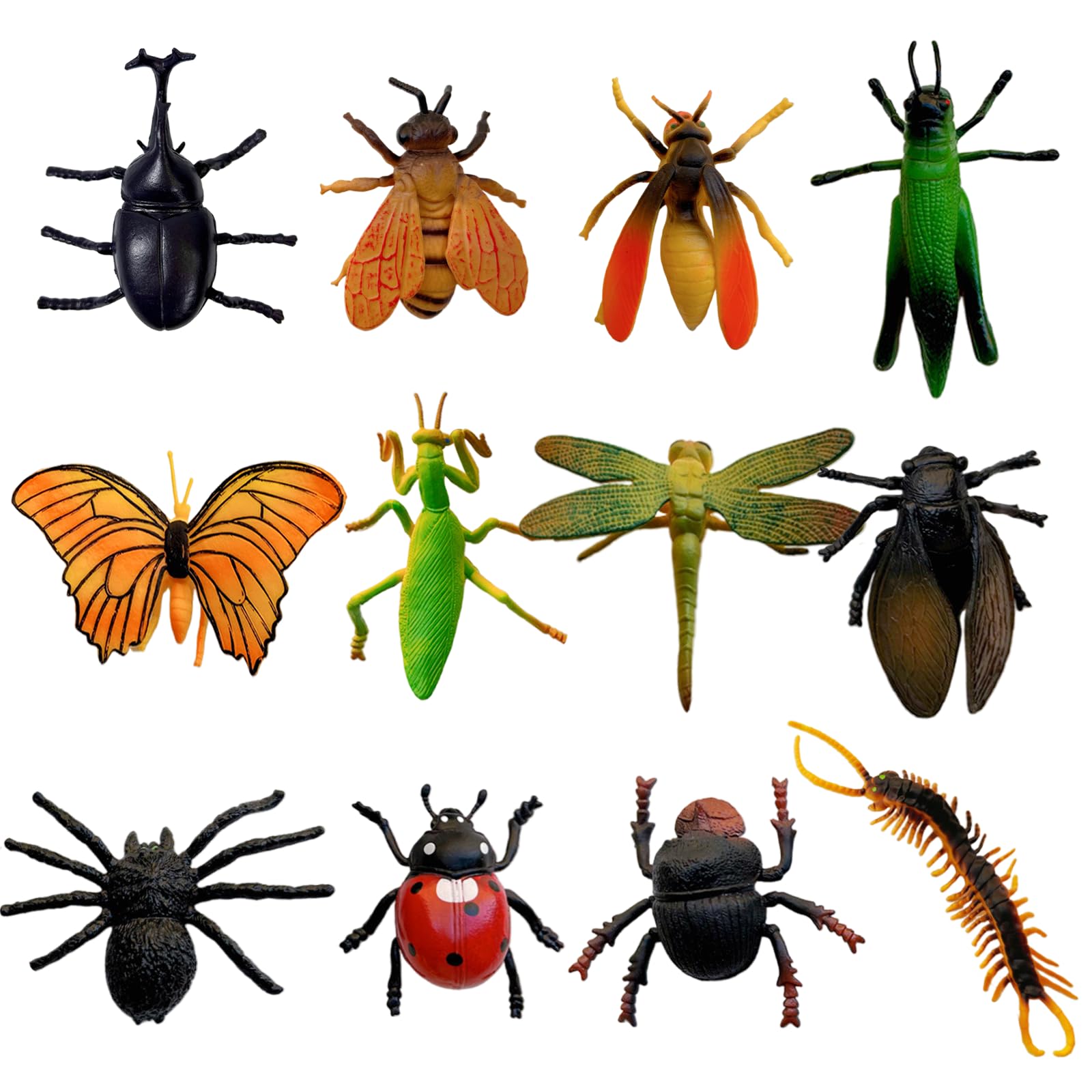 12 PCS Mini Beasts for Kids Small Insect Butterfly, Dragonfly, Bee, Ladybird, Spider