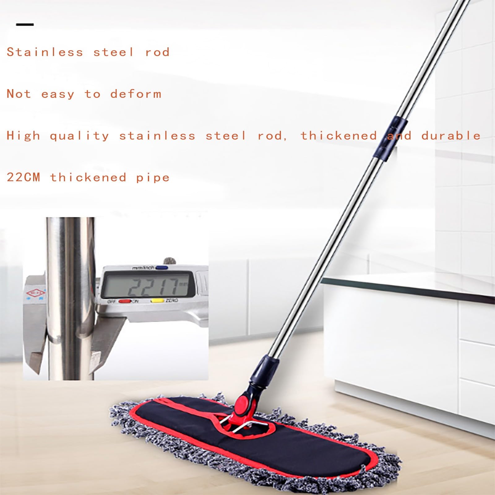 Trapeador de limpieza profunda para limpieza de pisos, ideal para madera dura, laminados, baldosas, almohadilla de trapeador de limpieza en seco y húmedo de microfibra A,135 * 70 * 10cm