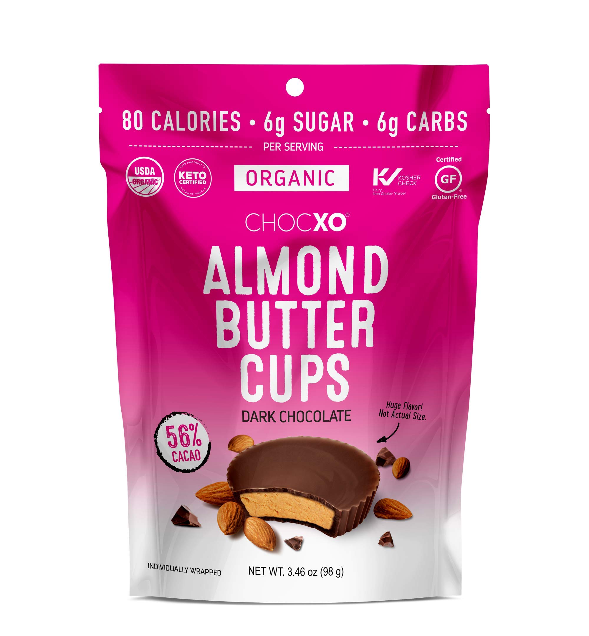 CHOCXO 60% Dark Organic Almond Butter Cup | 14g x 7/SUP | 6 SUP/cs