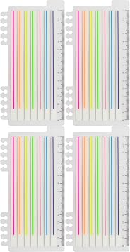 Lined Transparent Sticky Strips Assorted Colors, 0.235 x 5.5 Inch Long Highlighter Flag Tabs Index, Easy to Post, 4 Ruler Dispensers, 560 Pages Total