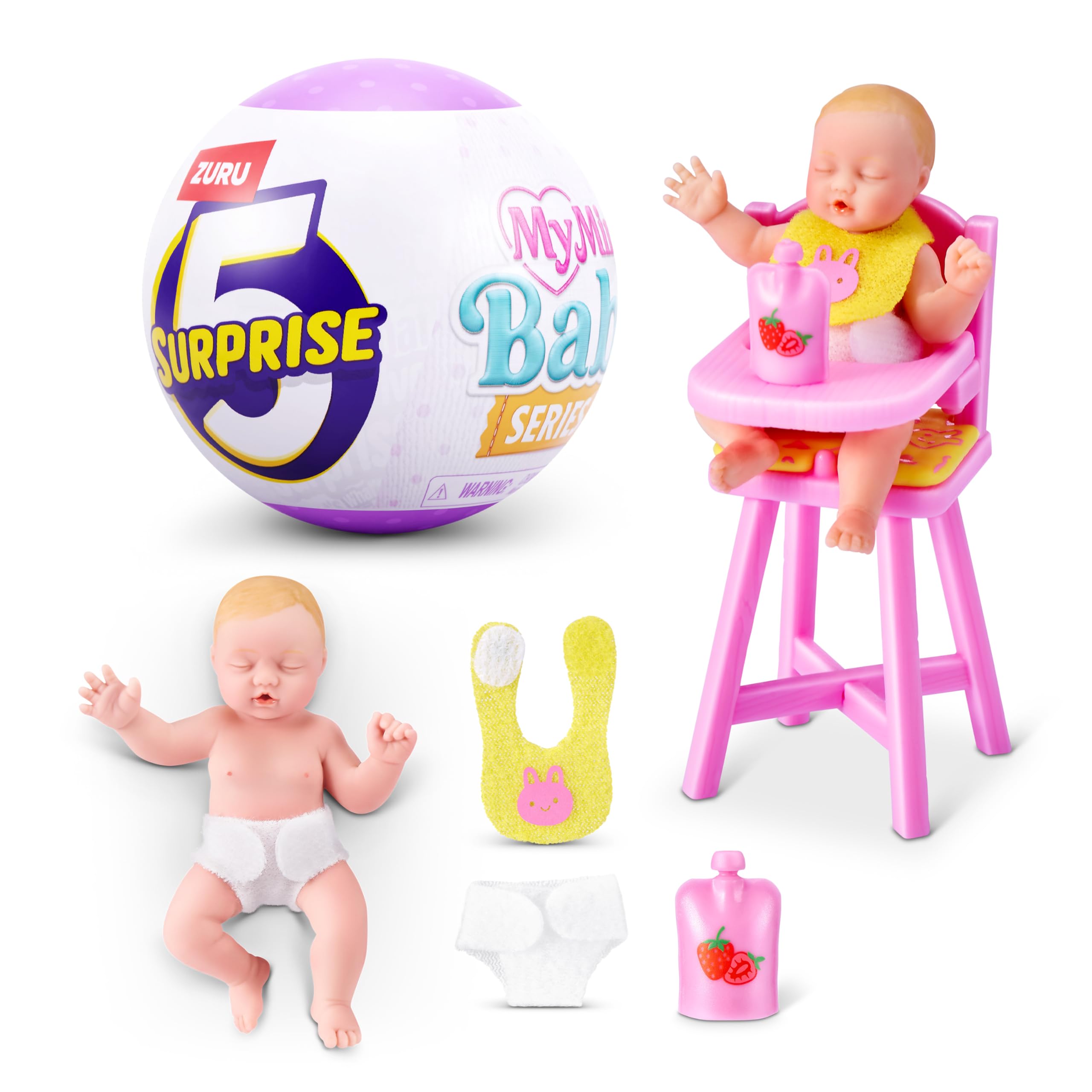 5 Surprise My Mini Baby Series 2 By ZURU, Collectible Mystery Capsule, Toy for Girls, Realistic Miniature Baby, Playset and Accessories