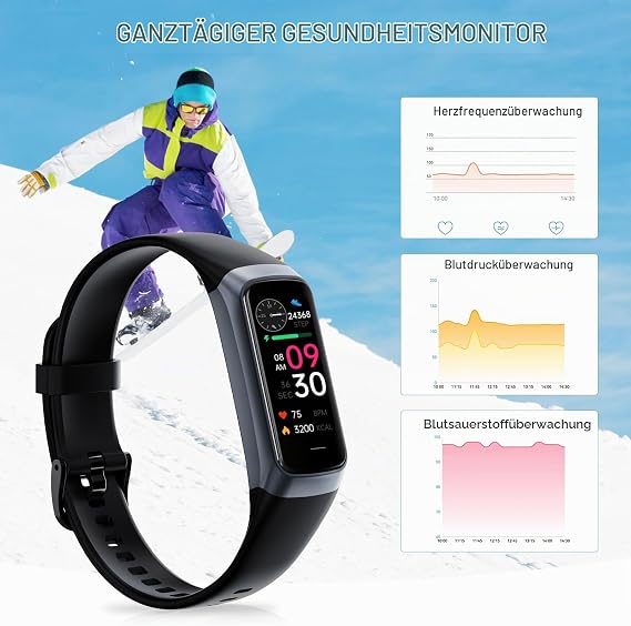 Fitness Tracker Smartwatch for Men and Women - Activity Tracker with 24/7 Heart Rate Sleep and Blood Pressure Trend Monitoring Pedometer & Sports Watch Compatible with iOS and Android