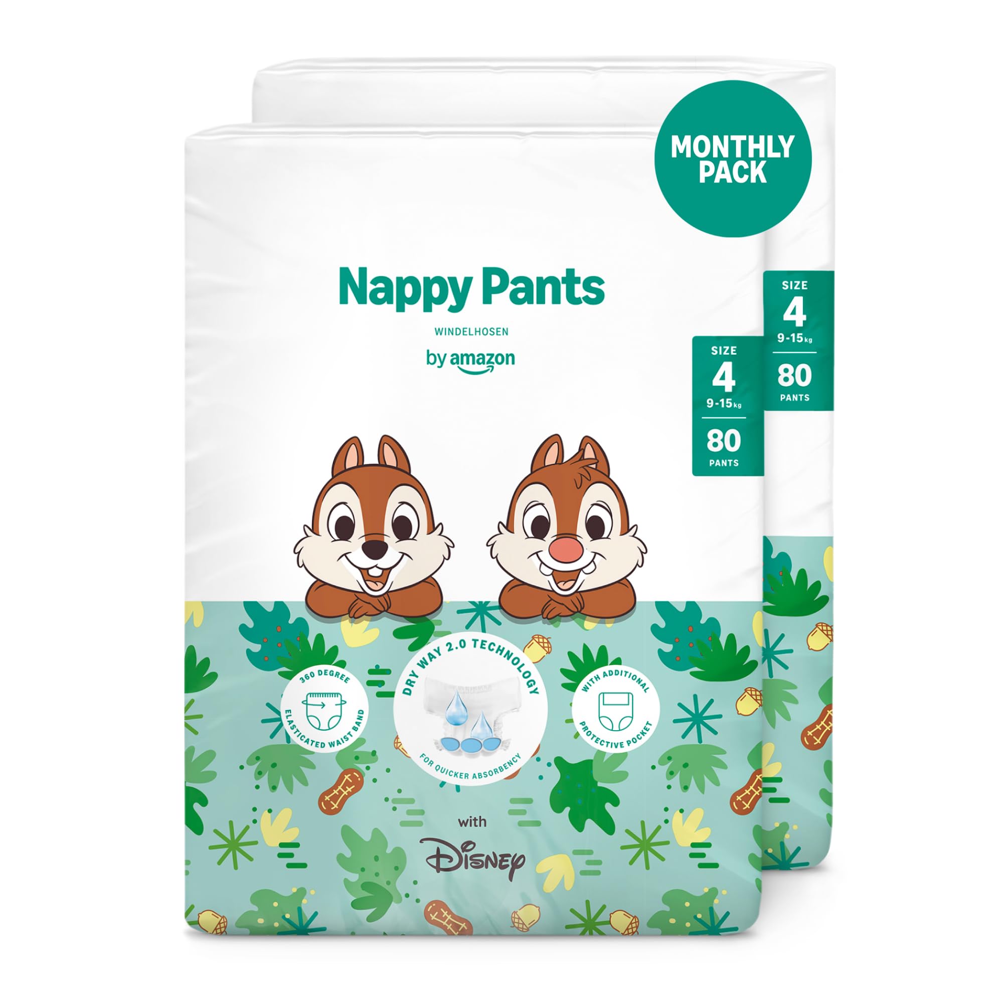 By Amazon Disney - Nappy Pants - Size 4 (9-15 kg) – 160 count (2 packs of 80)