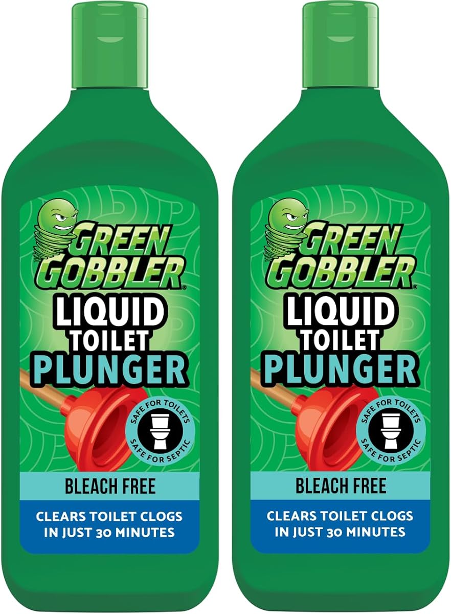 Green Gobbler Liquid Toilet Plunger | Clog Remover | Safe for Toilets and Septic | 2 Pack