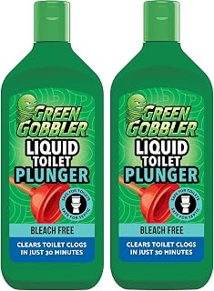 Green Gobbler Liquid Toilet Plunger Clog Remover | Septic Safe, Bleach-Free Formula | 2 Pack for Easy Unclogging