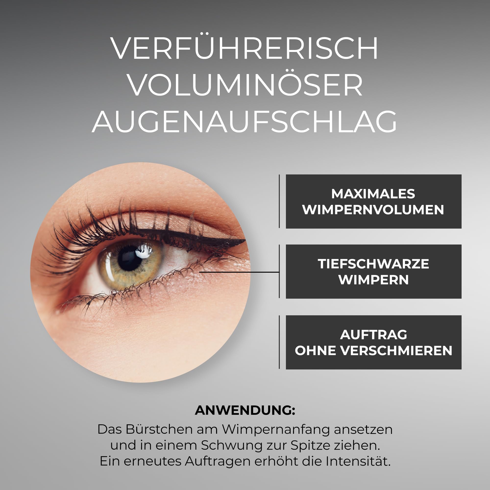 ALCINA Wonder Volume Mascara black (8 ml) - schwarze Wimperntusche für maximales Volumen & ausdrucksvolle Länge - Mikrobürste modelliert Wimpern für eine intensive Wimpernkranzverdichtung