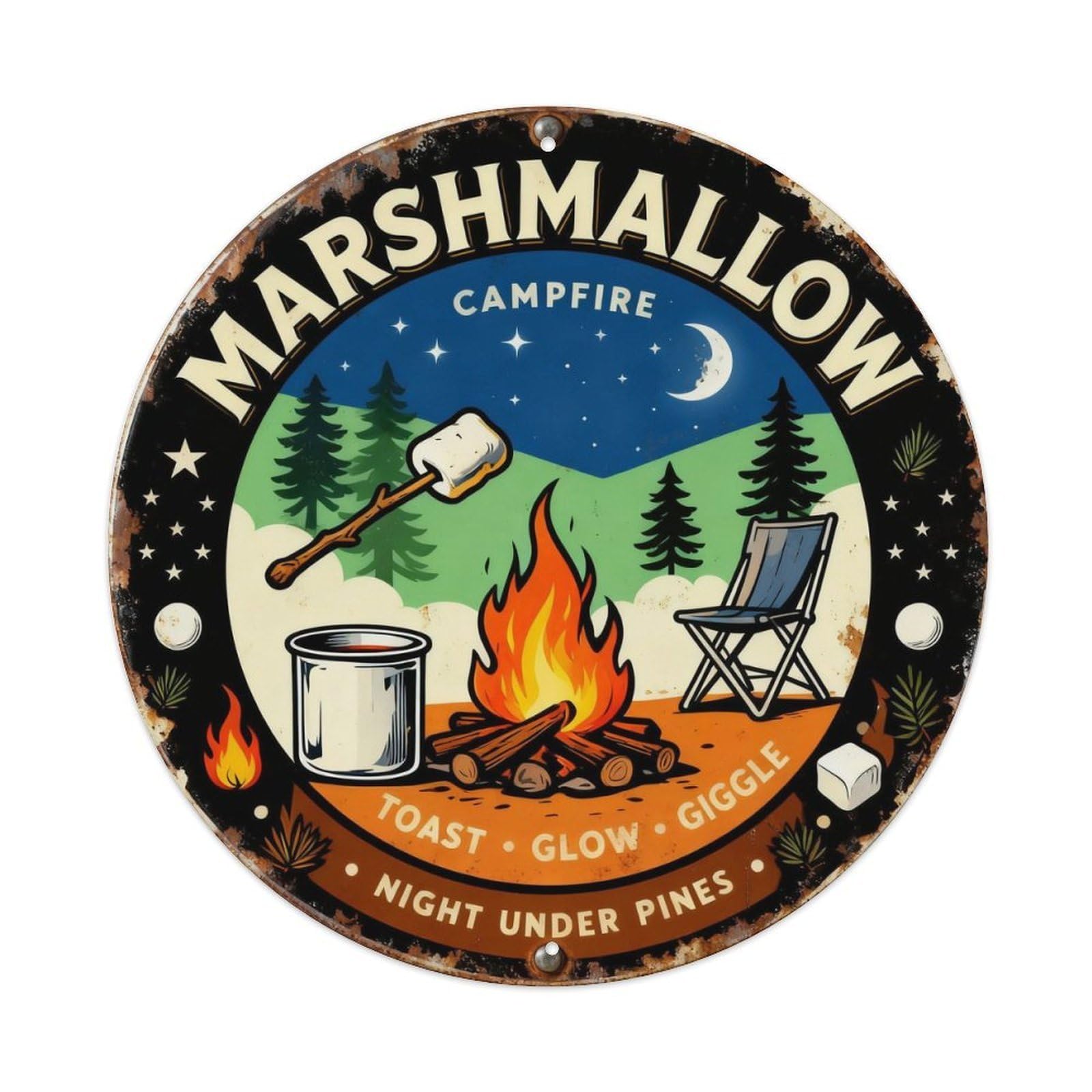 Marshmallow Campfire Sign Metal Tin Sign Plaque