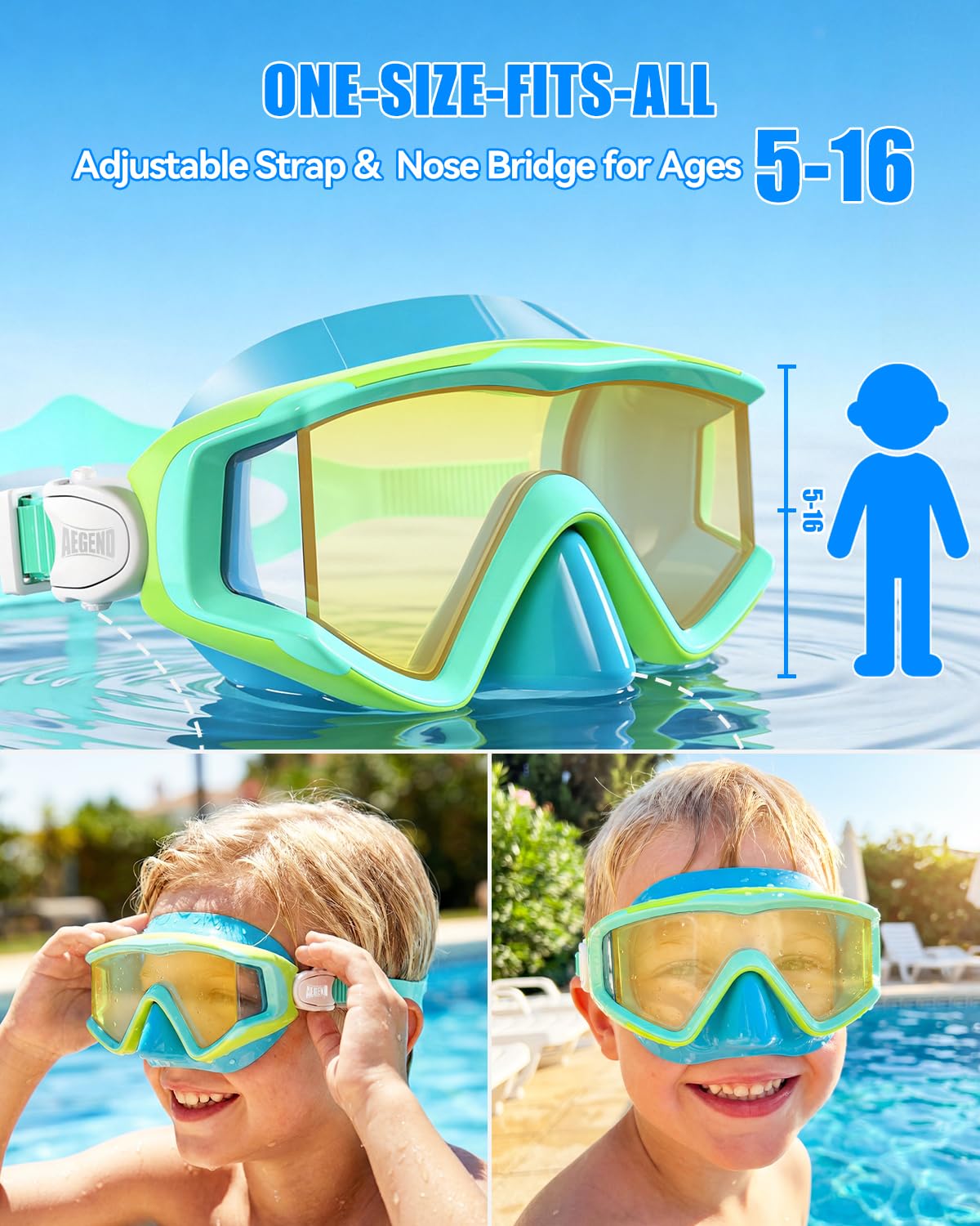 Aegend Gafas de natación para adultos y niños, gafas antivaho de visión amplia de 220° con bolsa de malla para interiores y exteriores, piscina, playa, natación