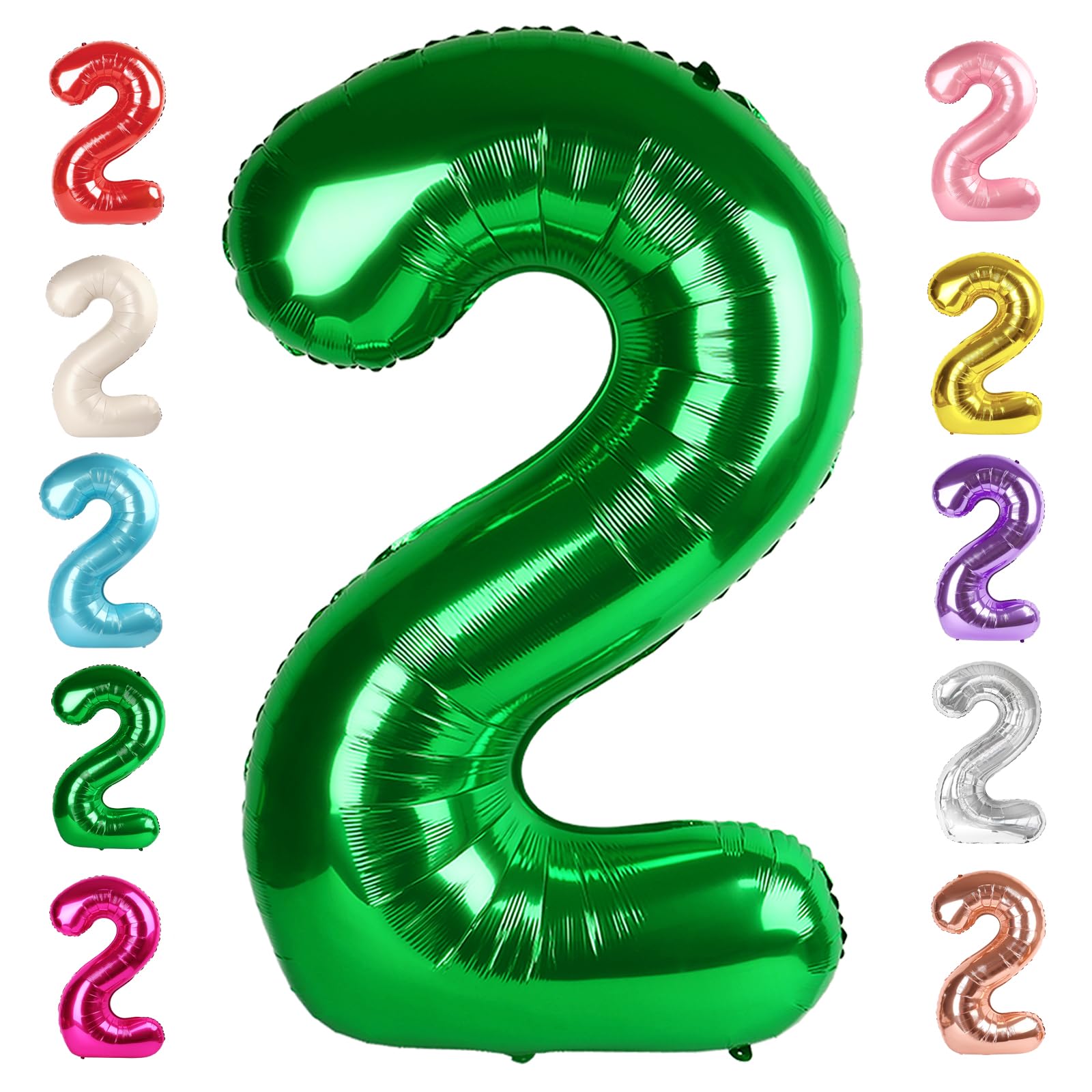 2 Numbers Balloon 40 Inch Dark Green Two Balloon Number Birthday Decor, 2nd 12 21st Party Celebration Decorations Graduations Wedding Baby Shower