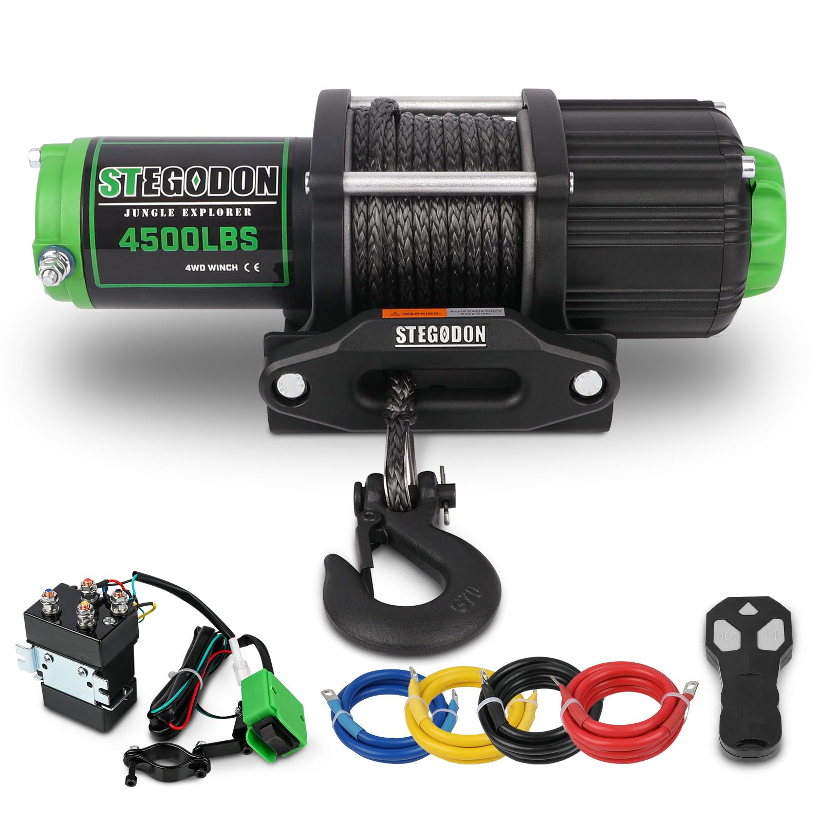 4500 lb Winch 12V Waterproof Electric Winch,ATV/UTV Winch with Synthetic Rope Winch with Wireless Remote and Mounting Bracket