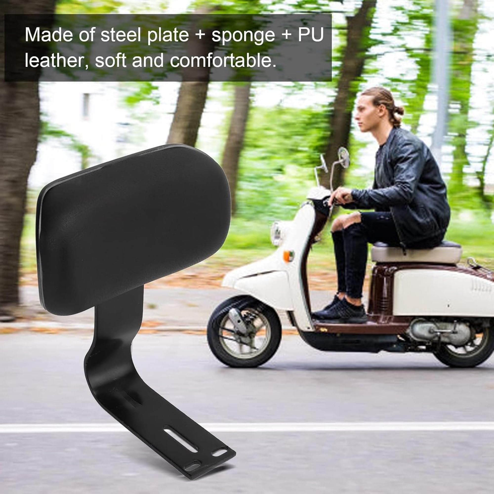 Schienale per Bici Elettriche,Schienale Passeggero Posteriore Universale in Pelle con Supporto in Metallo Pezzo di Ricambio per Bici Elettriche,2025 Nuovo Schienale Ispessito,
