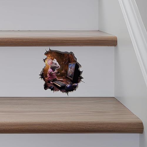 Miniatura 4 de Calcomanía de pared 3D con agujero de ratón para videojuegos