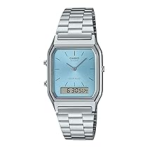 Casio Collection – Orologio Unisex Al Quarzo Classico Cinturino In Acciaio Inox Grigio Cassa In Resina Quadrante Analogico-digitale Verde – AQ-230A-2A1MQYES