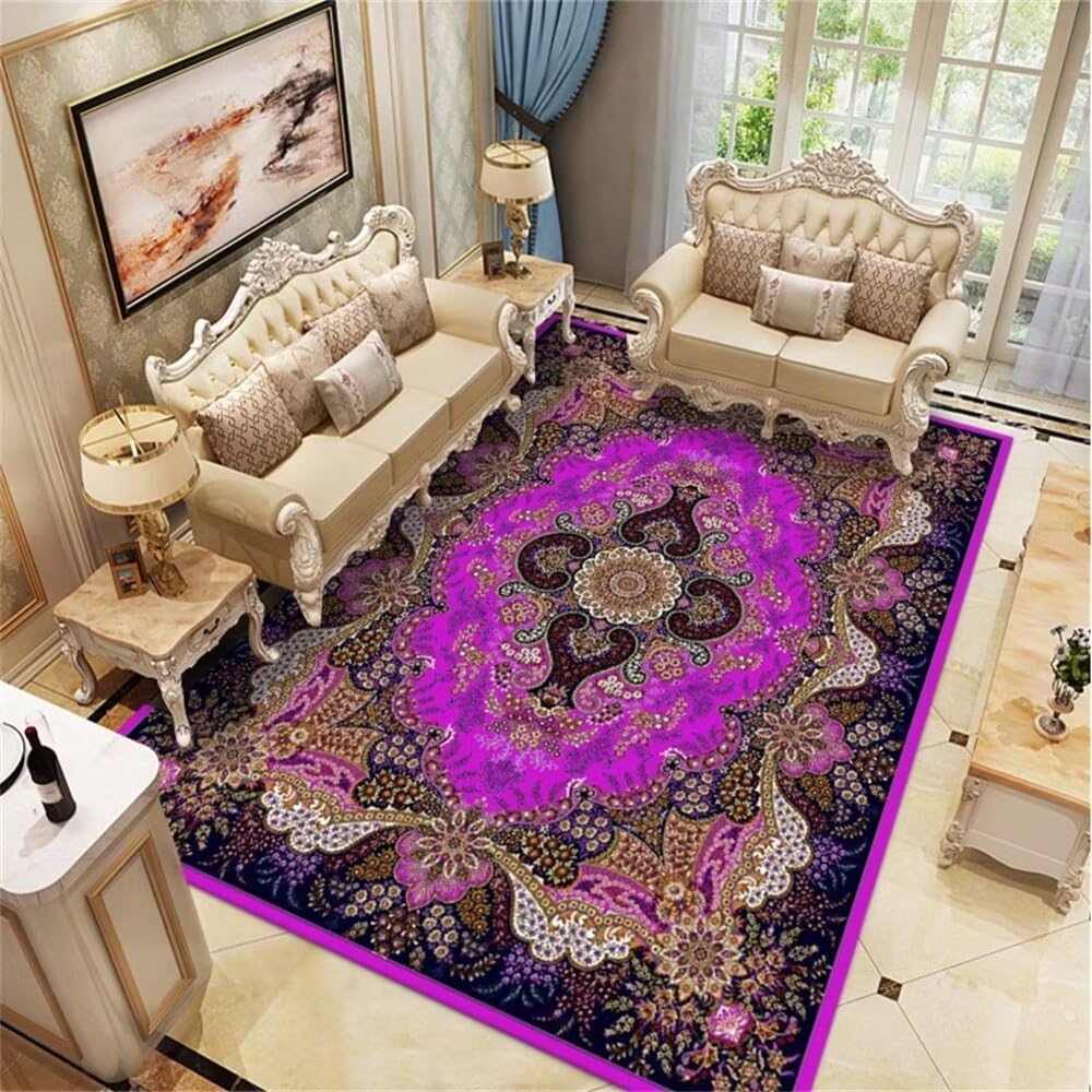 Tapis de salon rétro violet pour une décoration de cuisine chaleureuse en hiver