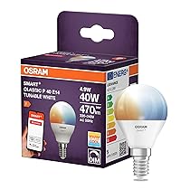 OSRAM Lampada LED SMART P40 mini a forma di sfera E14, 4,9 W ZigBee 3.0, bianco sintonizzabile 2700-6500 K, dimmerabile, controllo tramite app, Alexa