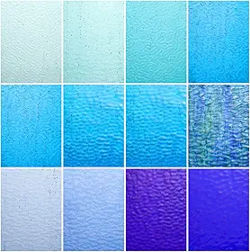 Lanyani Folhas de vitrais azuis transparentes para artesanato, pacote de vidro catedral texturizado colorido de 15 x 10 cm, 10 folhas
