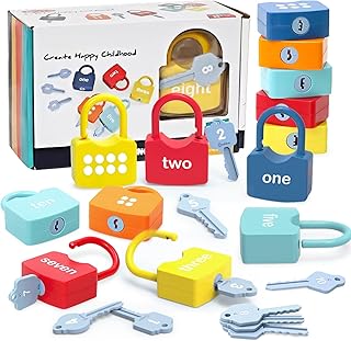 AKILION Montessori Toys for Toddlers 1-3 Year Old, Kids Lock and Key Learning & Education Toy, Numbers Counting, Matching,...