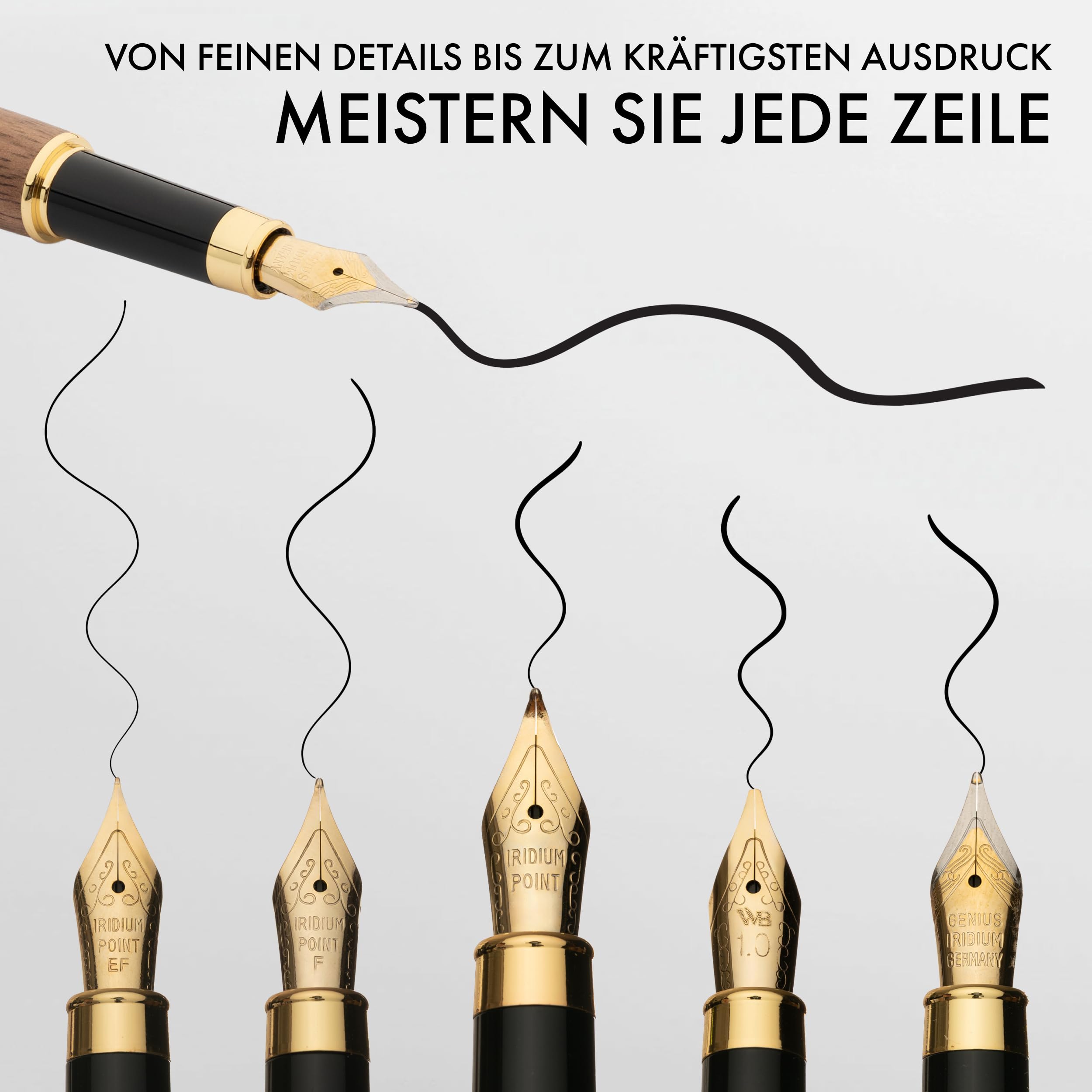 Wordsworth & Black Füllfederhalter-Geschenkset Holz, Bambus, 4 Federn | Füllfederhalter, Kalligrafie, Tintenfass + 6 Tintenpatronen, Konverter, Journaling, Geschenk für Männer & Frauen, Hochwertig