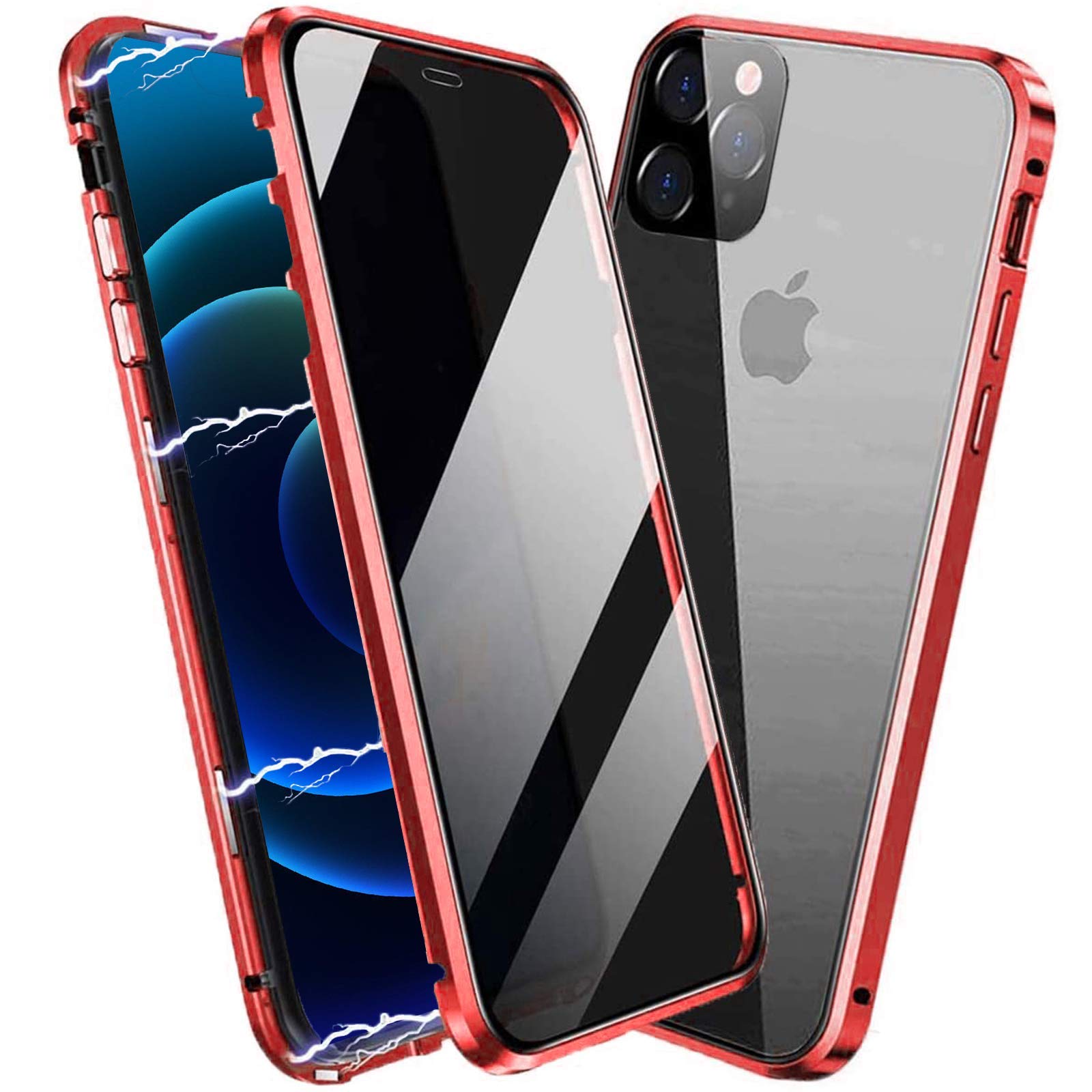 Privacy Magnetic Case Compatible with iPhone 12 Pro Max, Anti Peep Magnetic Adsorption Privacy Screen Protector Double Sided Tempered Glass Metal Bumper Frame Anti Peeping Anti-Spy Cover