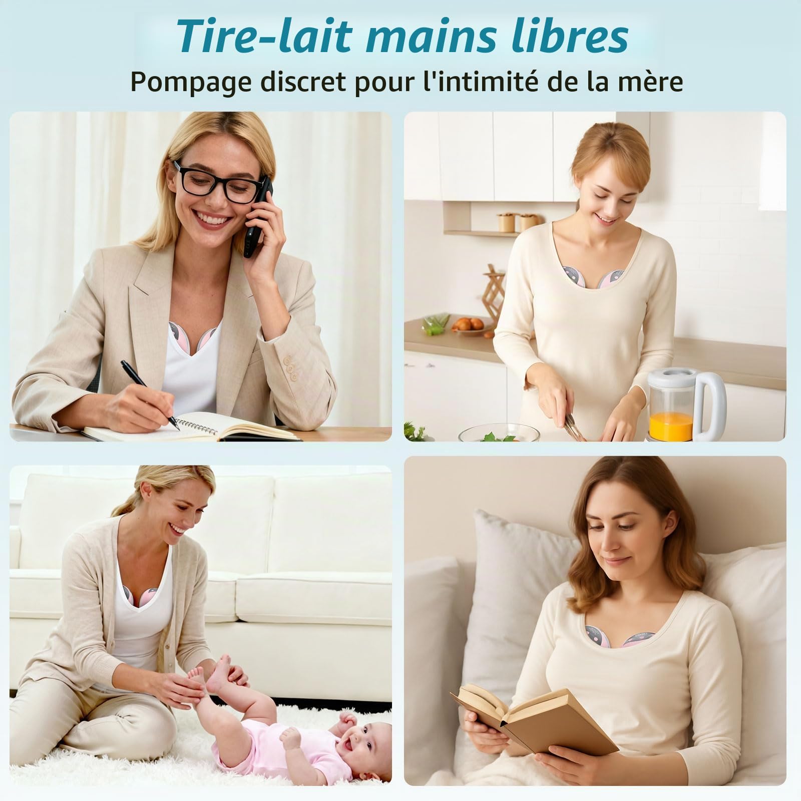 Tire-Lait Électrique Double, 210 ml, 4 Modes, Rose, 2 Pièces | Double pompage, 12 niveaux, écrans LED, recharge USB-C et tailles 19/21/24 mm pour gagner un temps précieux au quotidien