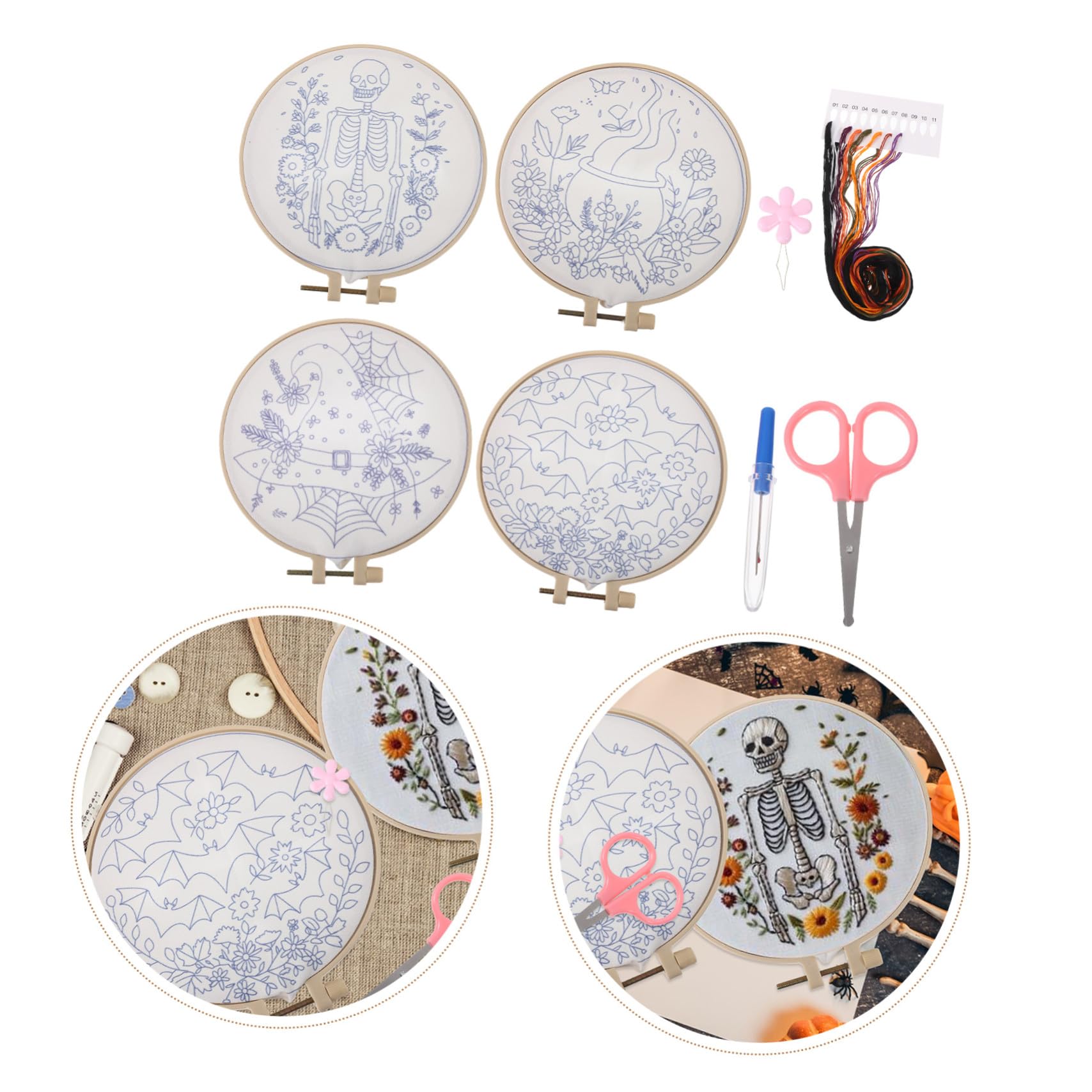 VILLFUL Kit De Bordado Para Principiantes Y Adultos Práctico Kit De Punto De Cruz A Mano De Aguja Perforadora De Punto De Cruz Para Adultos Y Principiantes