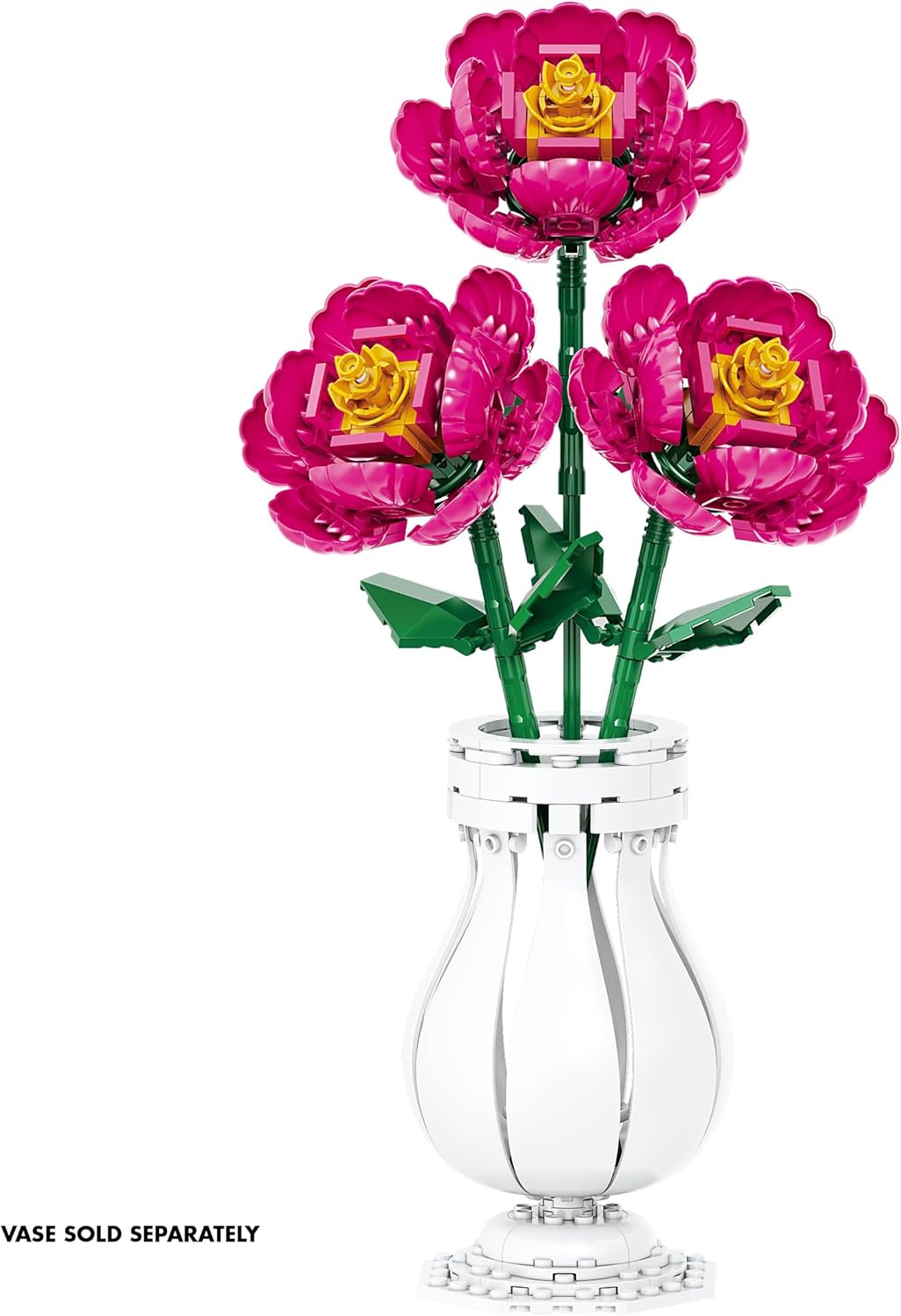 Brickcraft Peony Flower Building Set 73 Pcs Bricktanicals Botanical Collection Creative STEM Toy for Kids 8+ and Adults Home Decor and Hobby Gift Idea Vibrant Pink Brick Flowers for Display