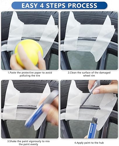 Miniatura 2 de Pintura de retoque de llantas para Tesla  Reparación de erupciones de bordillos de bricolaje con color a juego (pólvora) para modelo 3YSX
