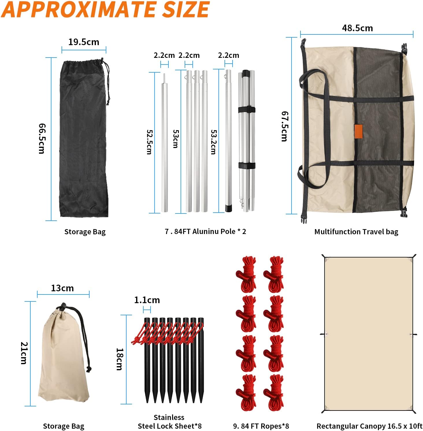 R2Depot Camping Sun Shelters UV Protection, Waterproof, 8 People Beach Tent with Multi-Purpose Travel Bag (Rectangular 16.5 x 10ft)
