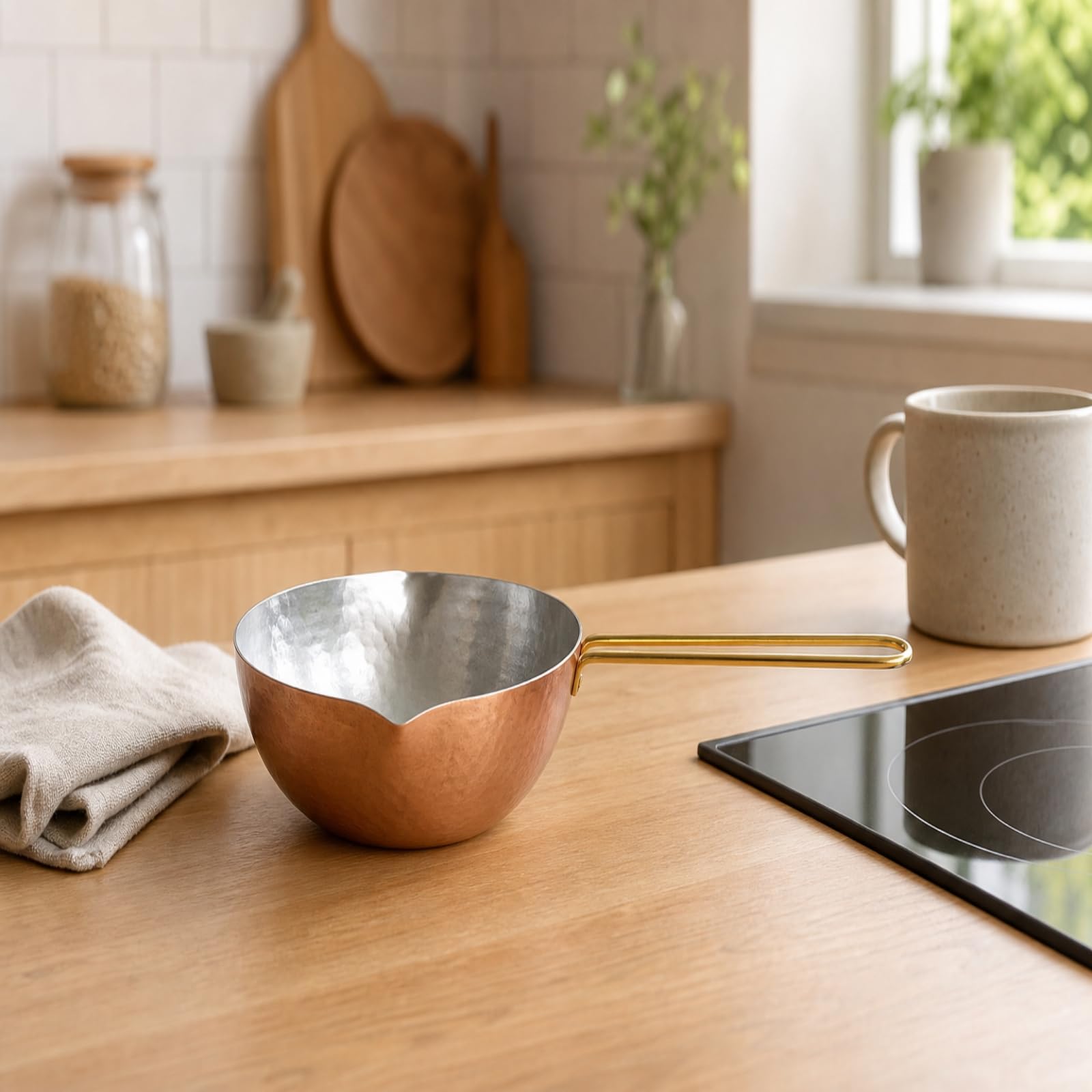 Cazo Verdor Arsanal Olla Leche Calentamiento Uniforme Olla con una Manija para Cocina