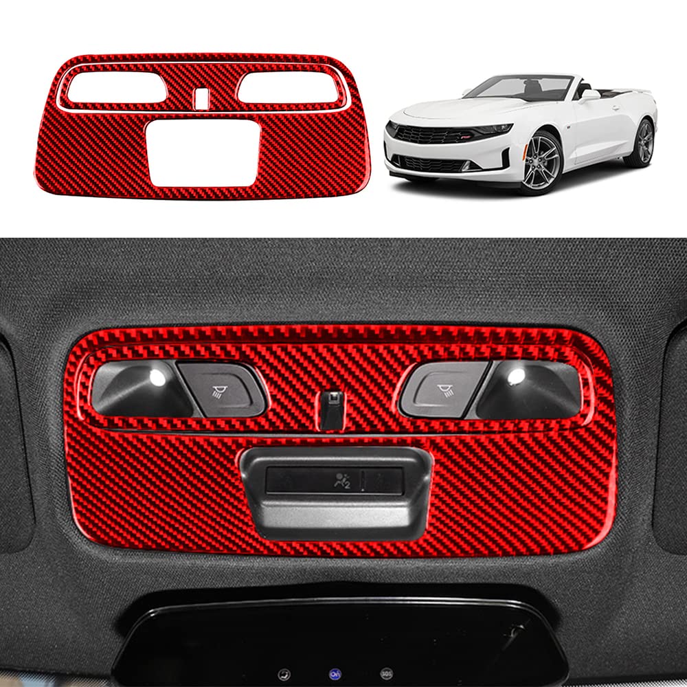 YOFAMO Carbon Fiber Roof Reading Light Lamp Sticker Decal Panel Interior Trim Cover for Chevrolet Camaro 2016 2017 2018 2019 2020 Decoration Accessories(2PCS Red)