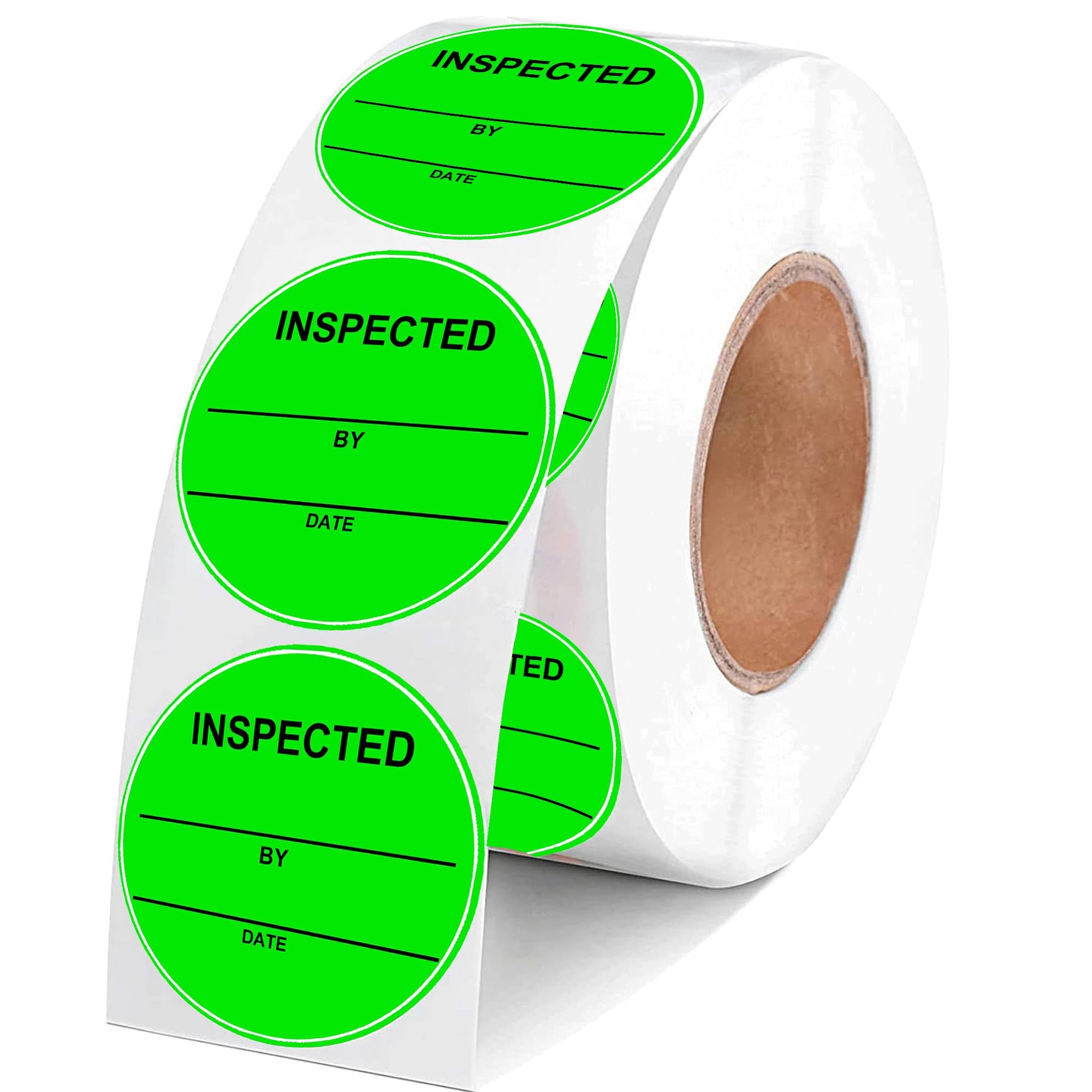 1000 Pcs Circle Inventory Labels QC Passed 2" Quality Control Inspected by Inventory Stickers Fluorescent Green Label Writable Handling for Shipping