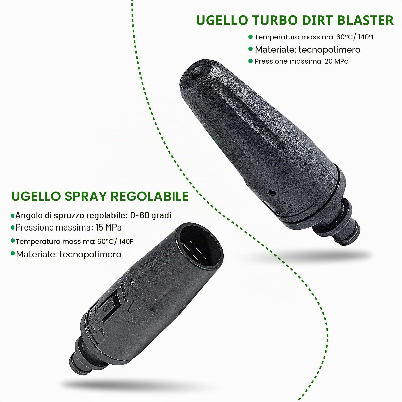 YUET Lancia idropulitrice, Ricambi per Kärcher K2 K3 K4 K5 K6 K7 Serie, con Ugello Turbo Rotante Dirt Blaster e Ugello Spruzzatore Regolabile