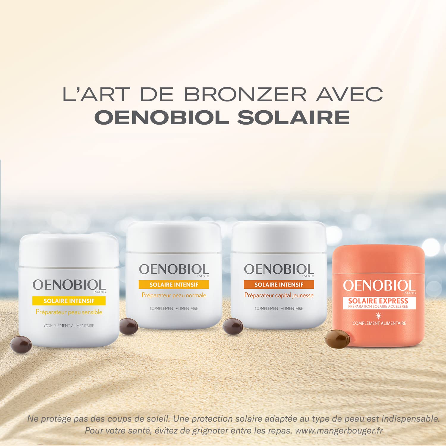 OENOBIOL - Compléments Alimentaires - Préparateur Solaire - Peaux Normales - A base de Lycopène, Lutéine, Vitamine E et Sélénium - Programme 1 mois - 1 Boîte de 30 Capsules