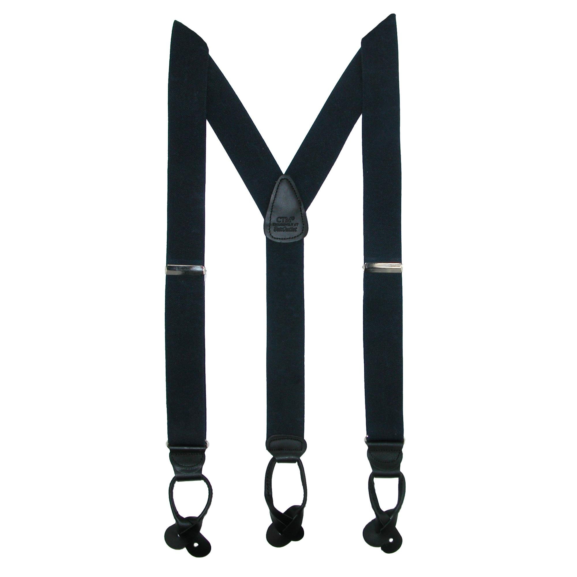 CTM Men's Big & Tall Elastic Button End Dress Suspenders with Silver Hardware