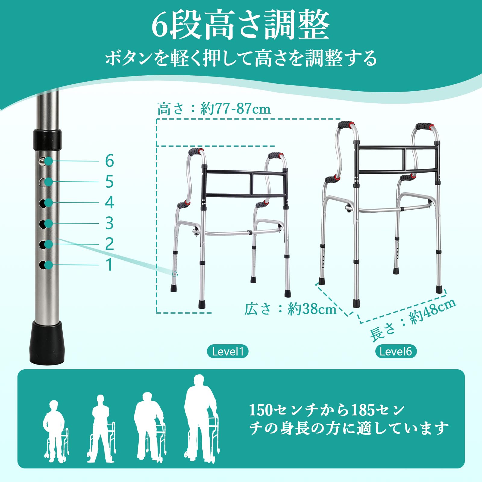 Amazon | 折りたたみ式歩行器 高齢者用 軽量アルミ ダブルクロスバー