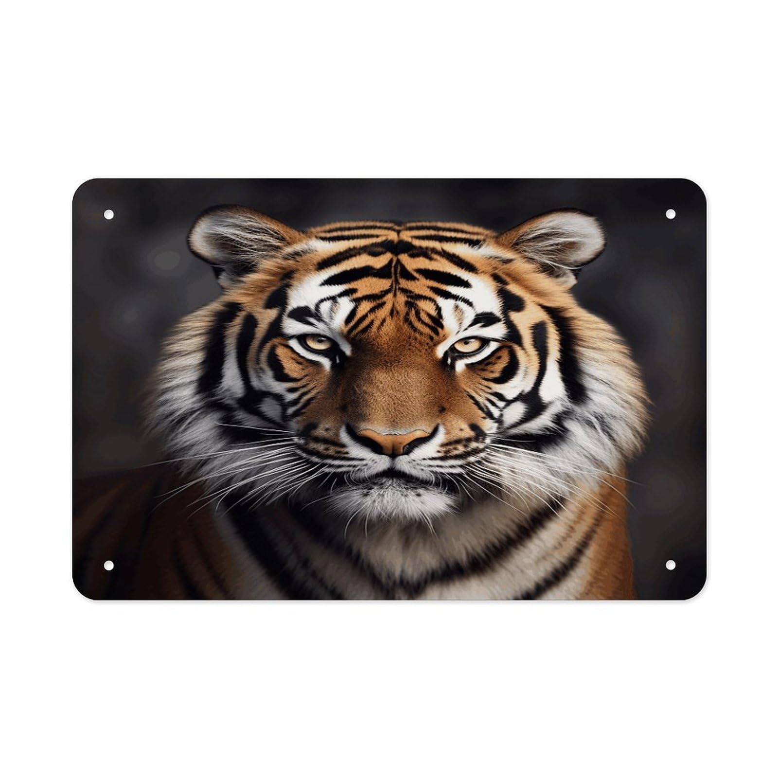 Tiger Metal Tin Sign 12"x8" Wall Art Prints Poster Decorative Picture Metal Signboard Decor Painting Folded Edge Iron Sheet Painting with Holes for Wall Decor
