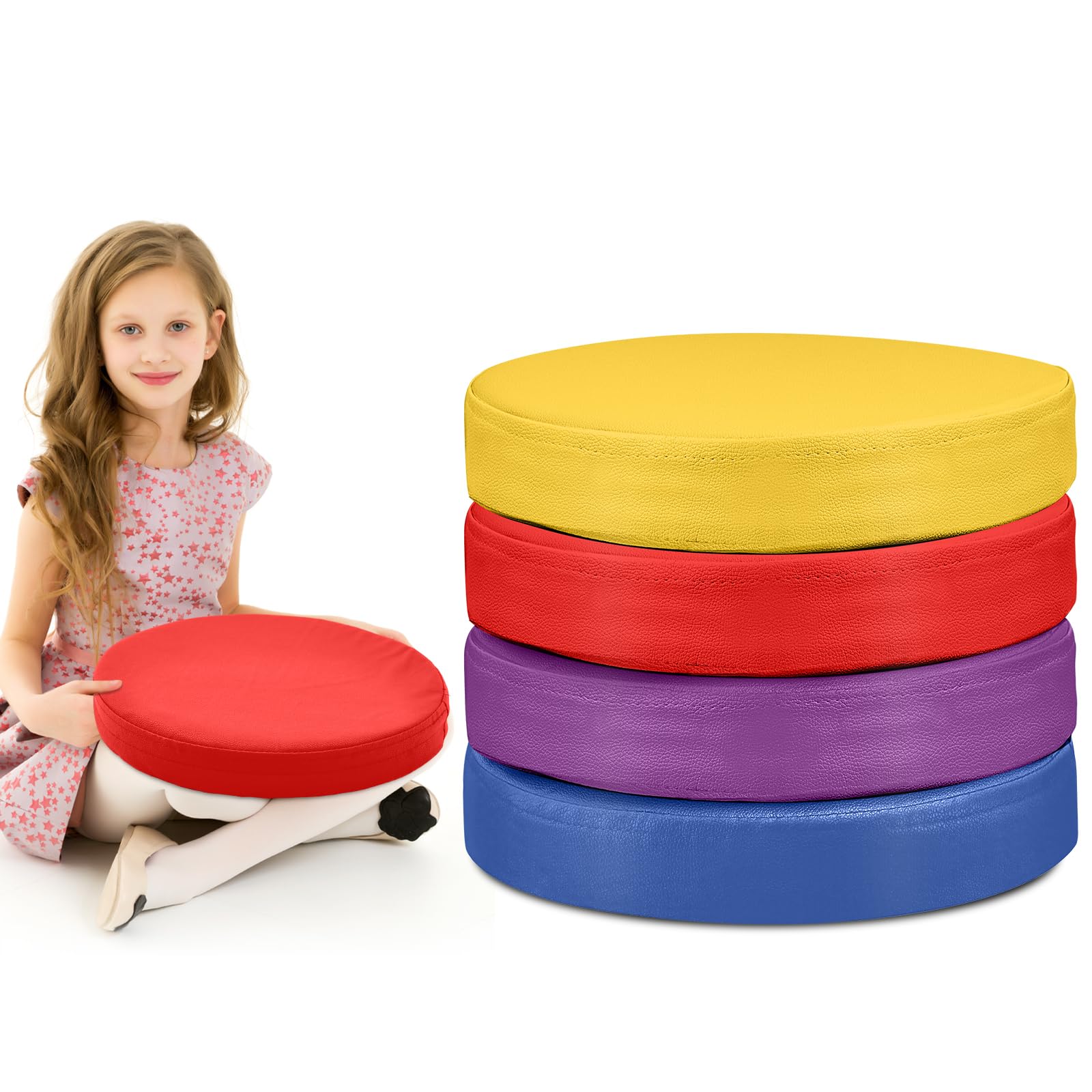 Juexica 4 Pcs Extra Thick Flexible Seating Floor Cushions Assorted Colored Pillow Floor Cushions for Classroom Soft Flexible Seating for Kids Learning