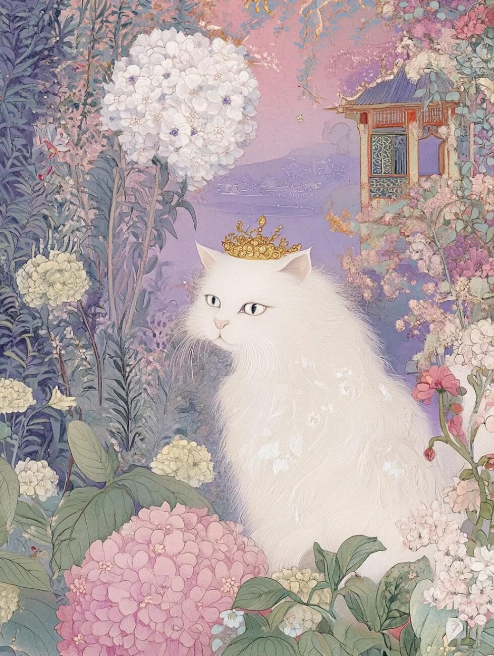 Rqwybcaxn Embroidery Beads Kit Flowers and Cats 40x50cm
