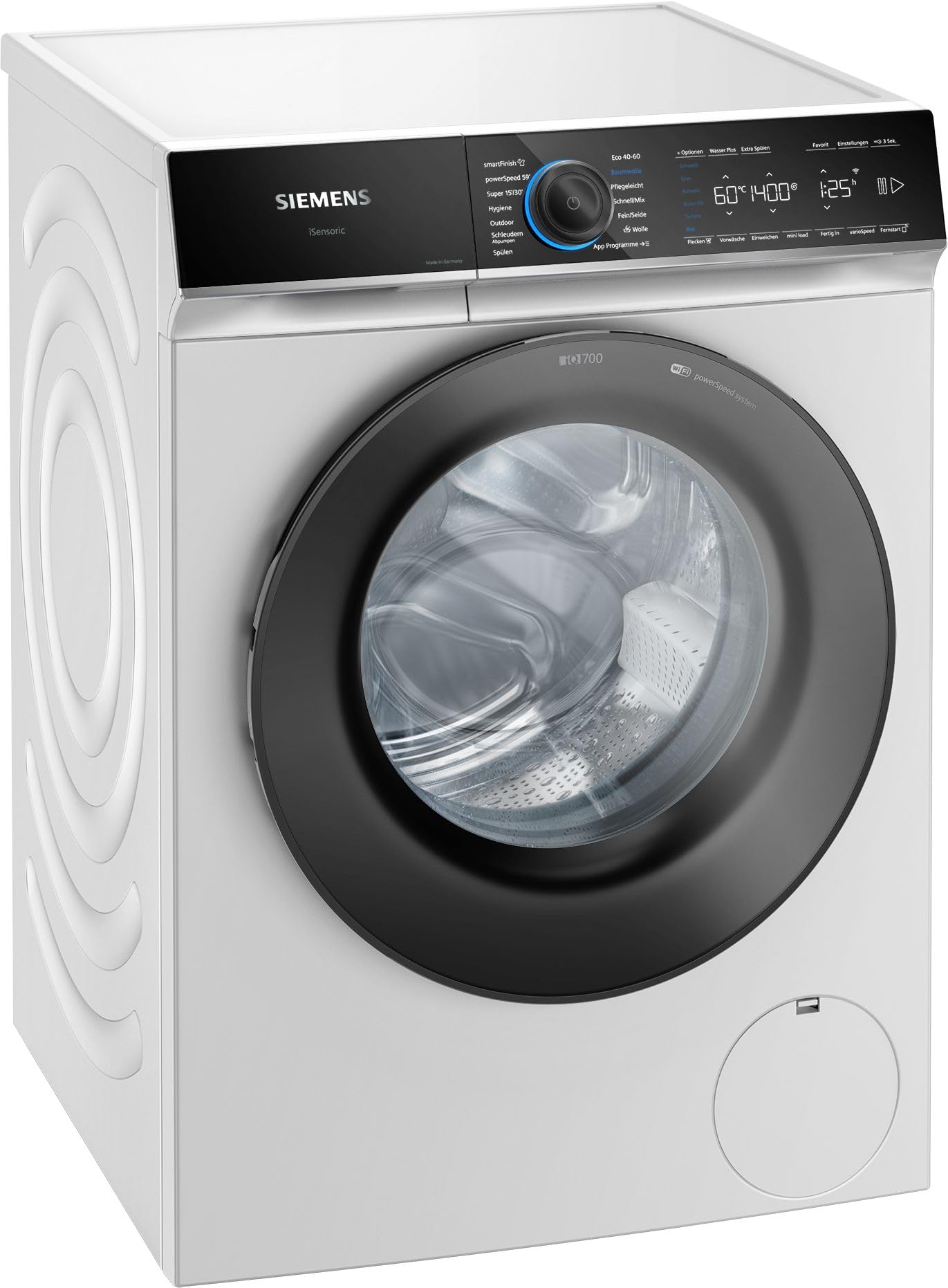 Siemens iQ700 Smarte Waschmaschine 9 kg 1400 UpM WG44B20Z0 | Home Connect App Steuerung von überall, Knitterschutz dank smartFinish, leiser bürstenloser iQdrive Motor