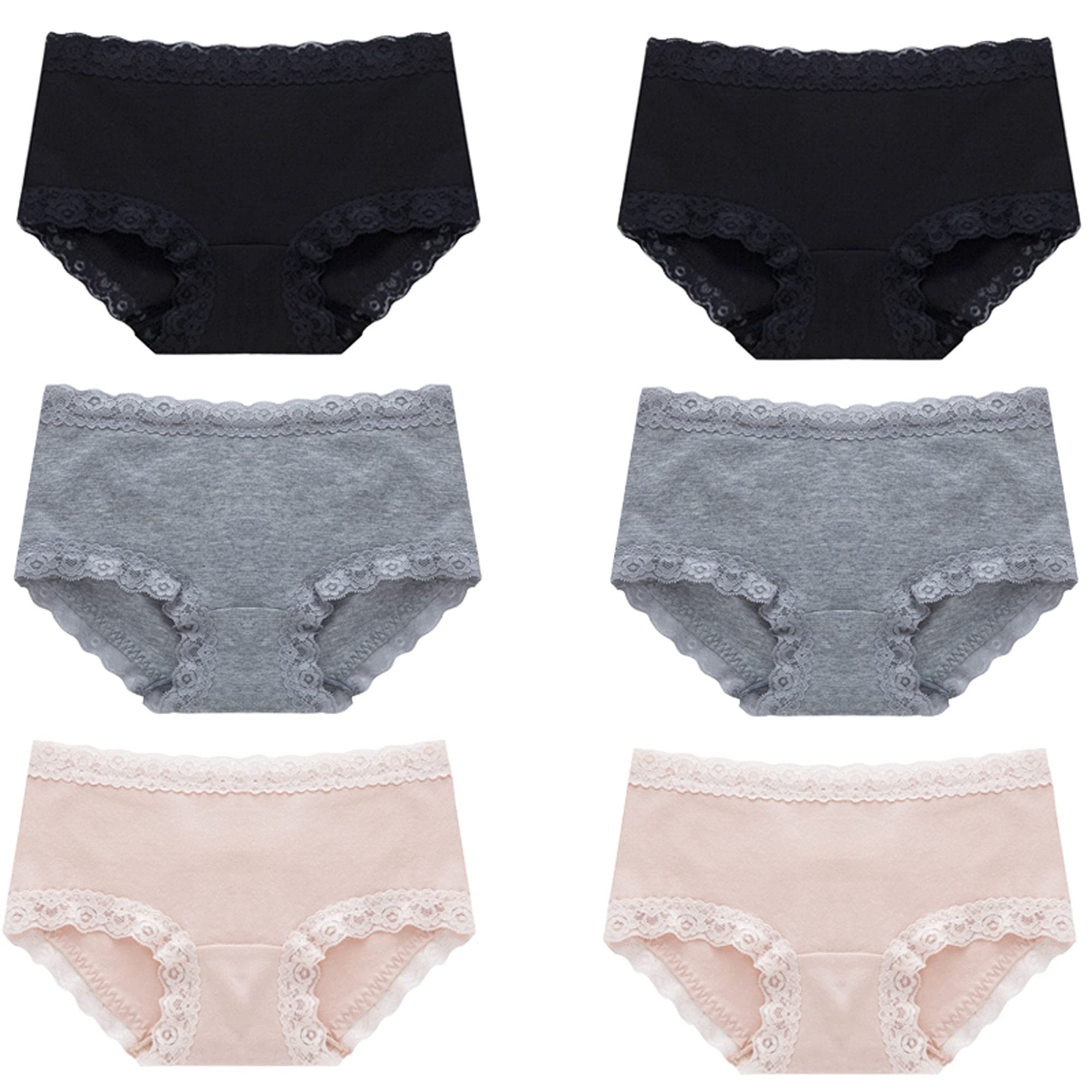 WENJUN Lot de 6 culottes sexy en dentelle pour femme - Culotte en coton stretch - Taille moyenne - Couleur : E - Taille : L