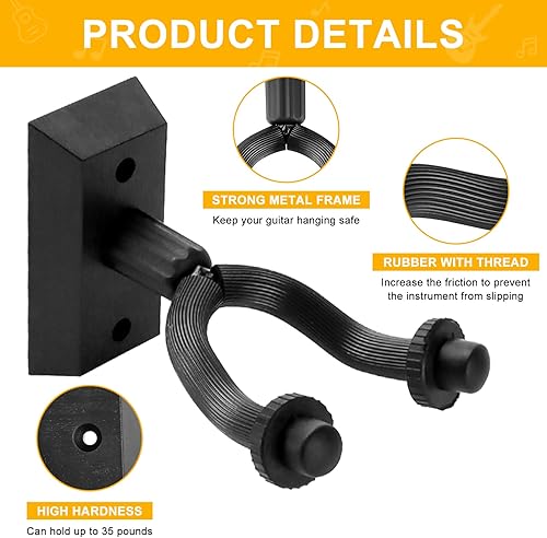 Miniatura 4 de MIFLUS Soporte de guitarra ajustable, portátil con goma antideslizante y espuma acolchada+colgador de pared para guitarra, soporte de pared de