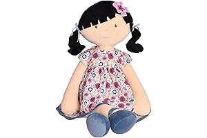 Tikiri Lilac X-Large Black Hair in Blue Floral Dress: Embracing Sustainable Childhood