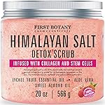 First Botany Himalayan Salt Body Scrub with Collagen & Stem Cells, Natural Exfoliating Salt Scrub Body & Face Souffle (20 oz)